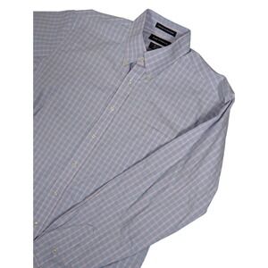 Paul Fredrick Men's 16.5x37 Slim Fit Blue Pink Plaid Non-Iron Shirt